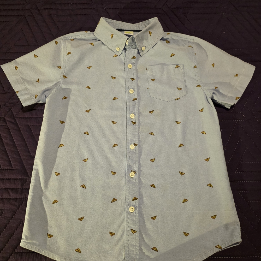 Crazy 8 Boys Button Down With Pizza Pattern
